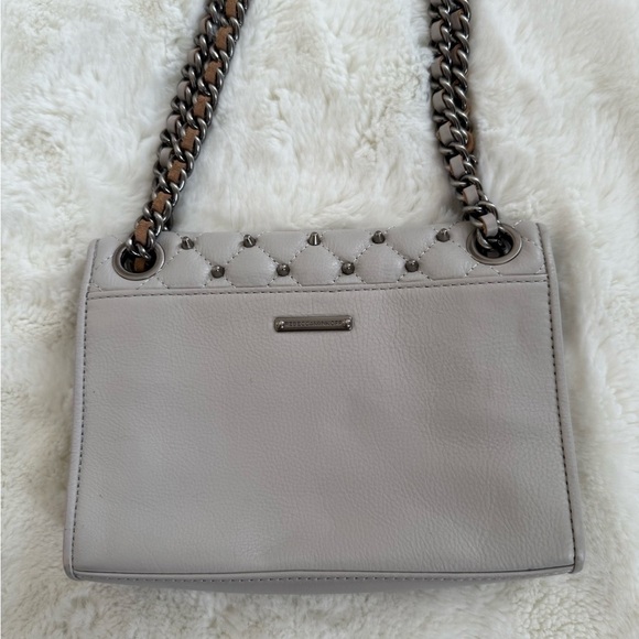 Rebecca Minkoff Grey Quilted Studded Crossbody Mini Chain Bag - Picture 6 of 14